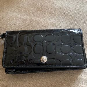 Coach patent wallet with wrist strap